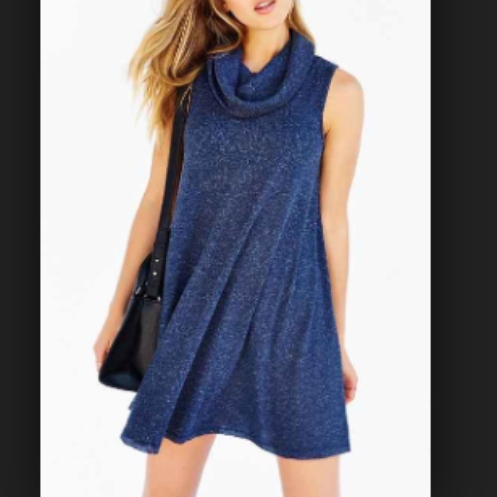 BDG Cowl-Neck Swing Dress Navy Size S